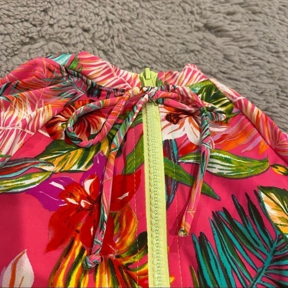 Hobie Girls Flor All Nothing One-Piece Rashguard Swimsuit 8/10 Tropical pink - Picture 5 of 8